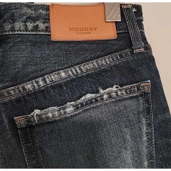 Moussy Vintage SZ 25 Wms Button Fly Jeans  Dark Wash Hand Distressed Japanese - Picture 8 of 14